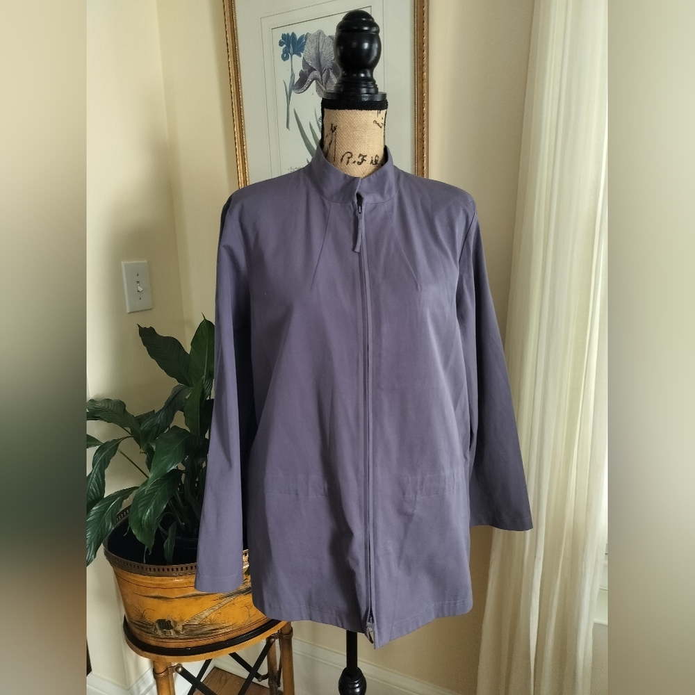 Eileen Fisher Jacket Women's Full Zip Pockets Size L Color Light Purple